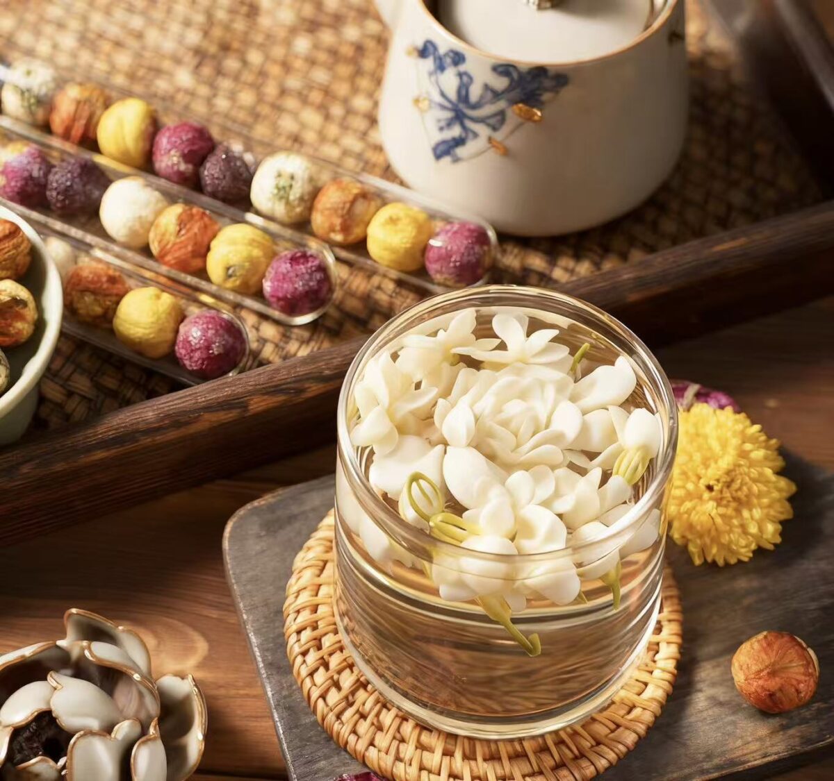 Blooming Tea Pearls - Handmade Flowering Tea Balls, Organic Herbal Tea for Zen Relaxation & Tea Ceremony