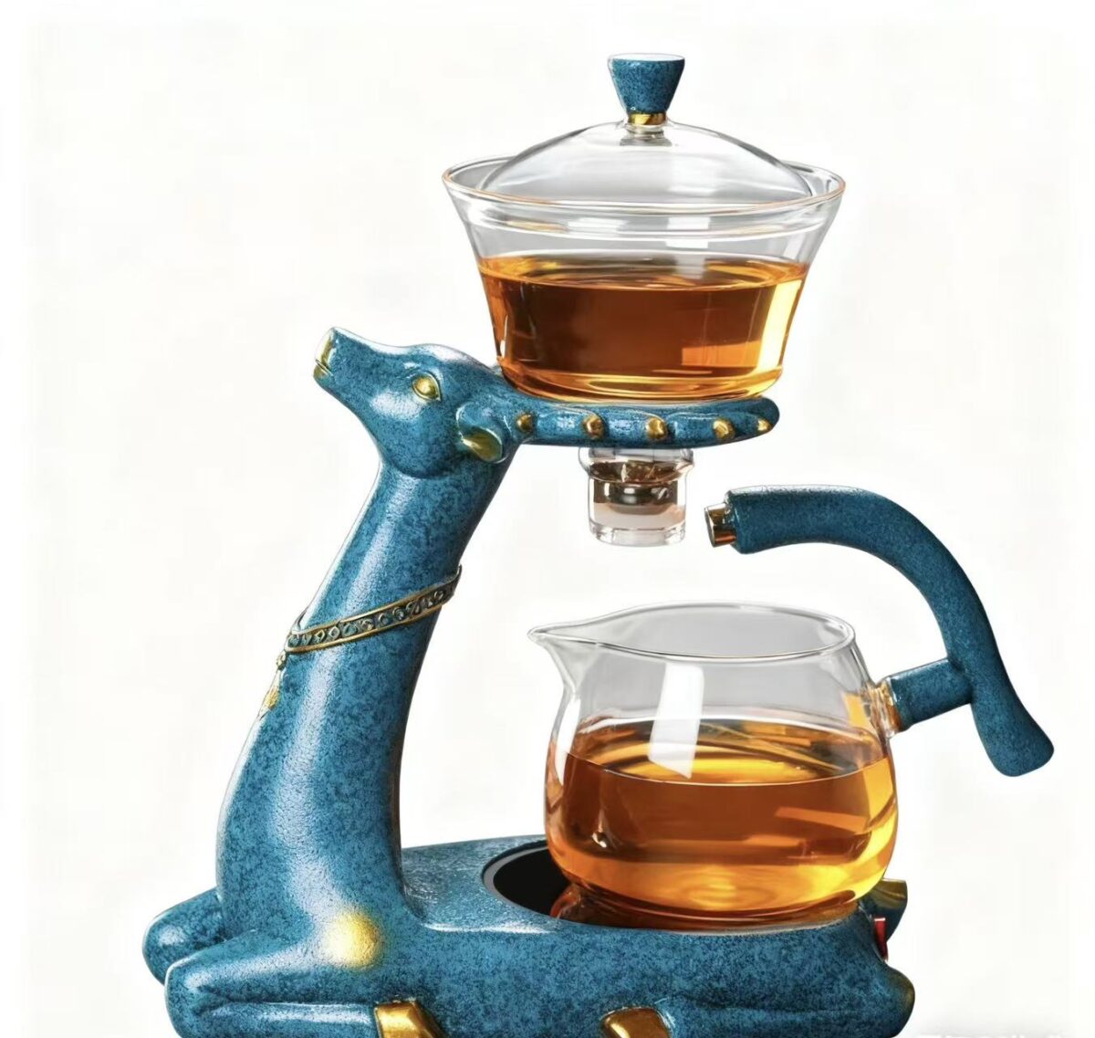 Deer-Shaped Magnetic Semi-Auto Glass Tea Brewer Set