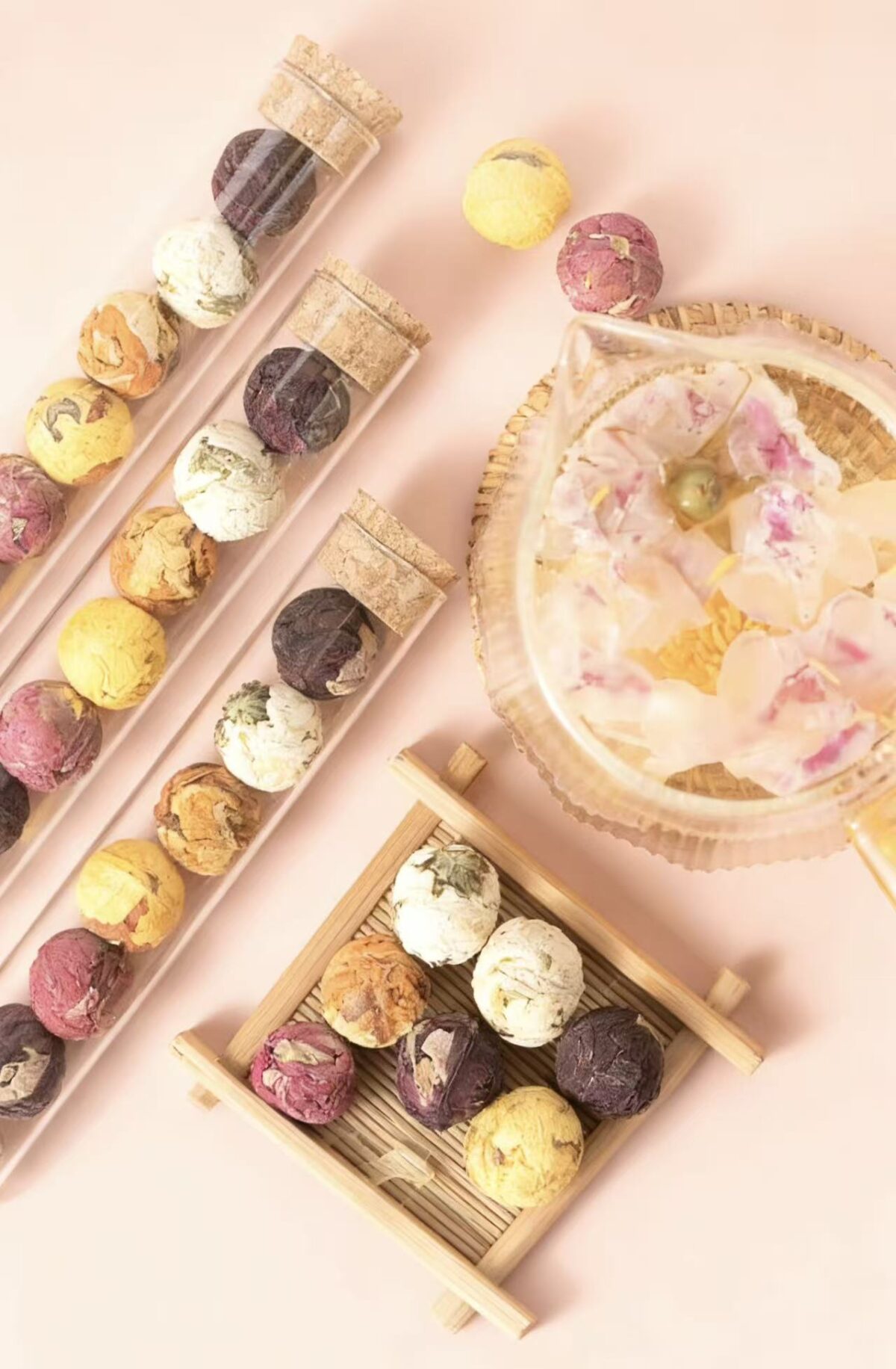 10 Flower Pearl Blooming Tea Collection - Aromatic Floral Tea Gift Box, Hand-Rolled Tea Set