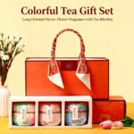 Premium Curated Tea Gift Box - Rose Black Tea, Peach Oolong & Herbal Tea Set, Nourishing Individual Tea Bags for Her
