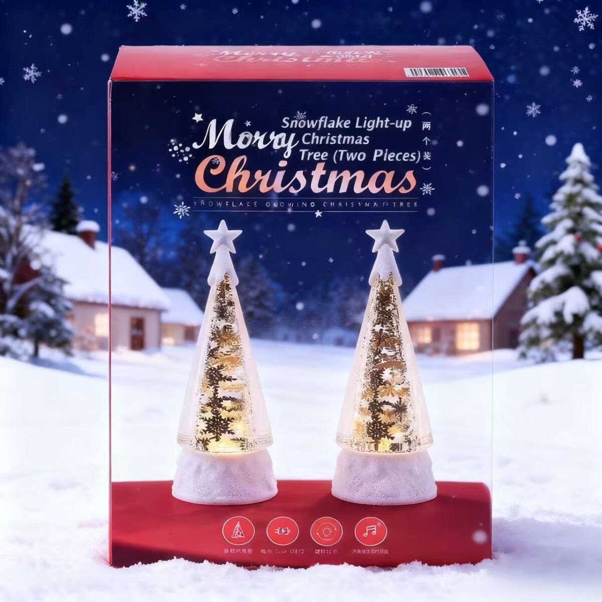 Premium Crystal Christmas Snow Globe - Auto Snowfall 8 Holiday Melodies, Warm LED Light Decor for Home & Christmas Gifting