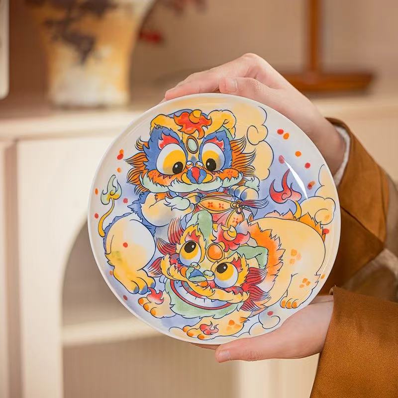 The Serene Guardian: 1380°C Awakening Lion Tea Ceremony Set, Jingdezhen Porcelain