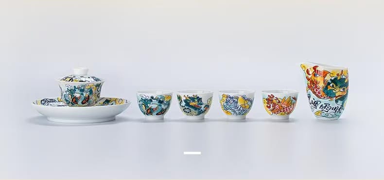 微信图片_20251225232619_623_6 Four Divine Beasts Tea Set - Stunning 1380°C Underglaze Painted Masterpiece