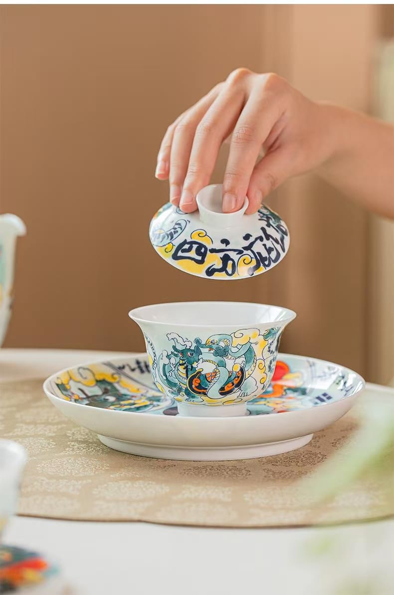微信图片_20251225232623_628_6 Four Divine Beasts Tea Set - Stunning 1380°C Underglaze Painted Masterpiece