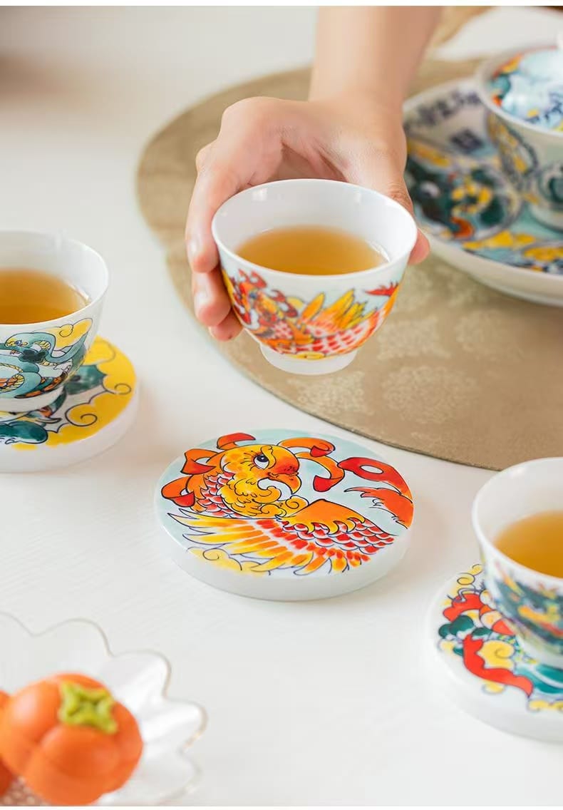 微信图片_20251225232624_629_6 Four Divine Beasts Tea Set - Stunning 1380°C Underglaze Painted Masterpiece