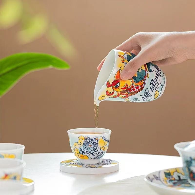 微信图片_20251225232625_631_6 Four Divine Beasts Tea Set - Stunning 1380°C Underglaze Painted Masterpiece