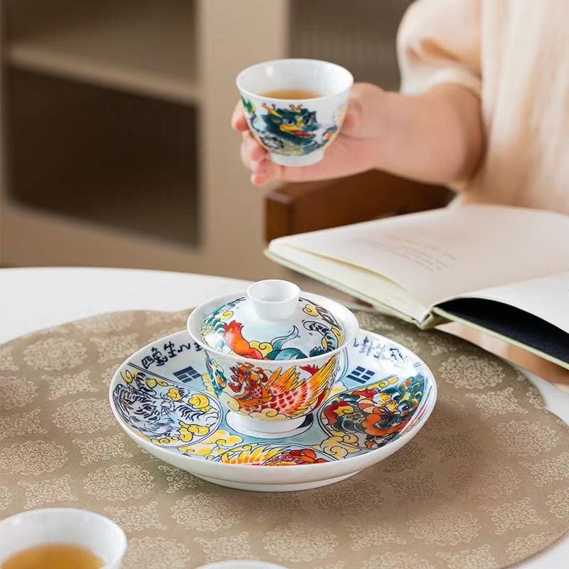 微信图片_20251225232626_632_6 Four Divine Beasts Tea Set - Stunning 1380°C Underglaze Painted Masterpiece