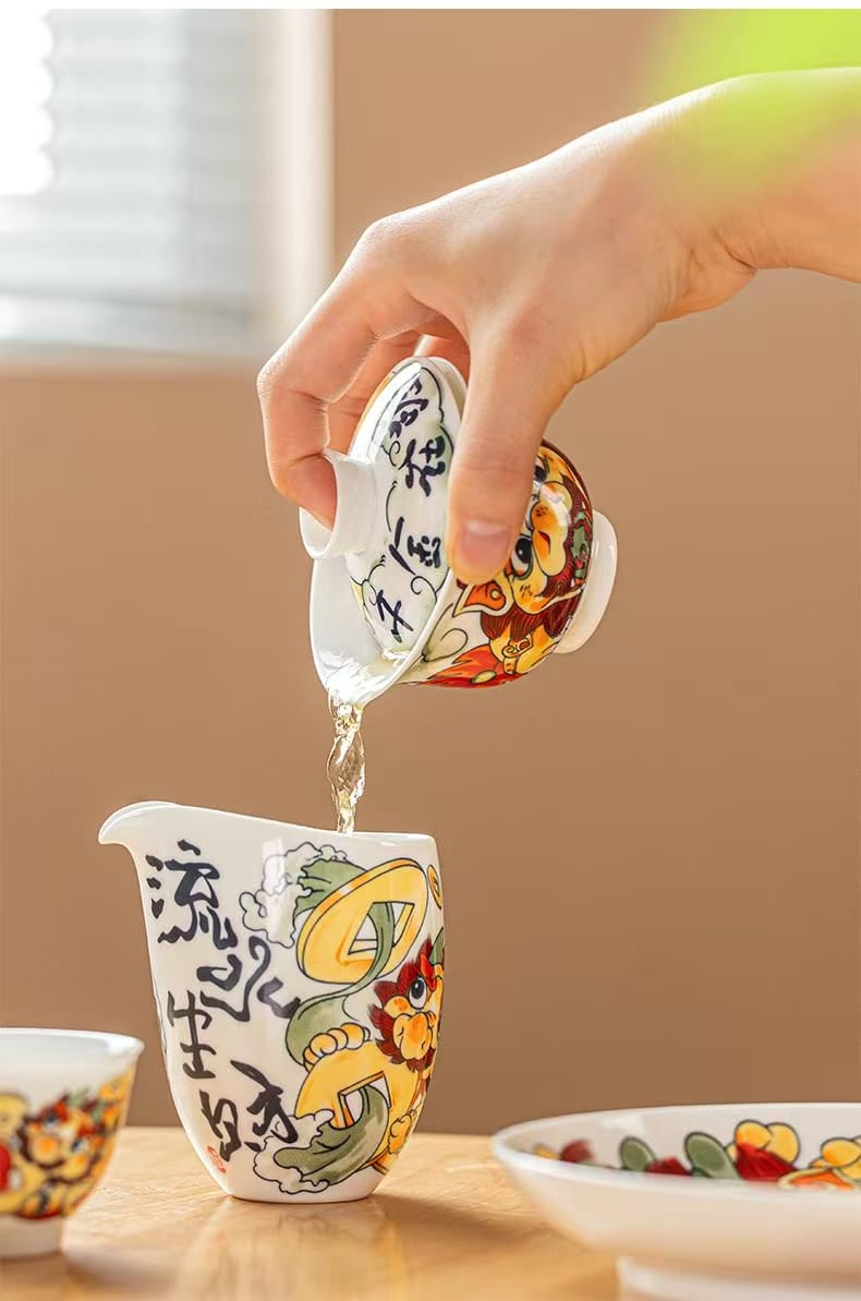 Pi Xiu Porcelain Tea Set - Stunning 1380°C Fired Ceremony Set for Wealth