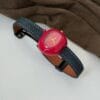 Red Apple & Denim Blue Artistic Magnetic Clasp Watch - Unique Minimalist Fashion for Women