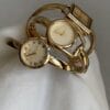 Elegant Gold-Tone Bangle Watch – Minimalist Dial, Adjustable Bracelet, Stainless Steel & Crystal Accents