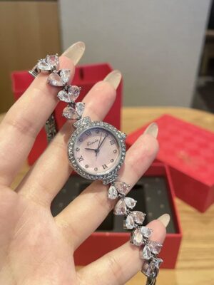 Mermaid Scale Dial Watch with Diamond Accents - Elegant 26mm Women's Jewelry Timepiece