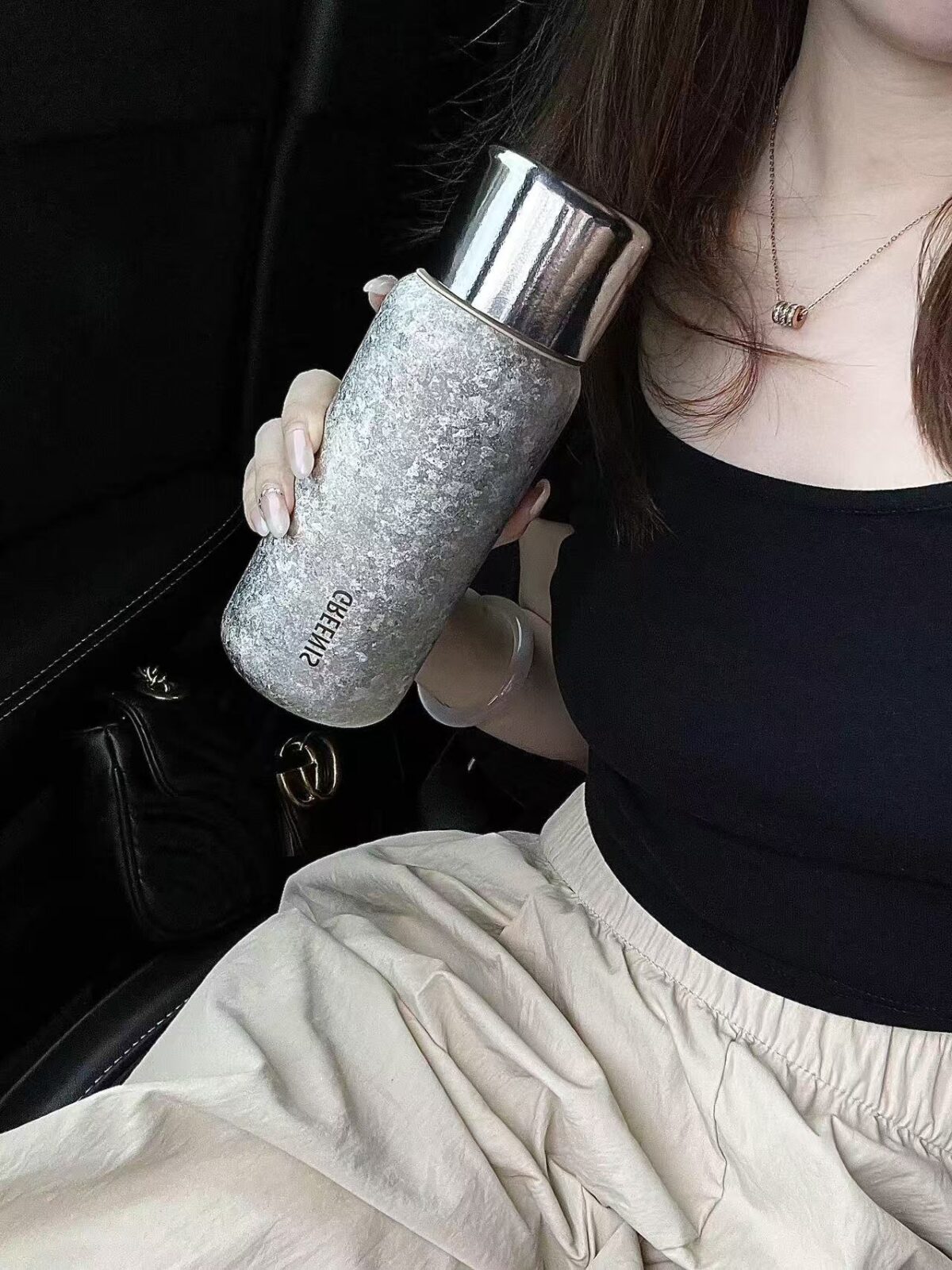 Watch-Style Temperature Display Pure Titanium Tumbler - 450ml Vacuum Insulated Cup with Analog Gauge