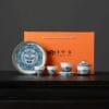 Banling Kiln Blue and White Lion Dance Gaiwan Tea Set - 5 Piece Collection with Gift Box Blue and white tea set