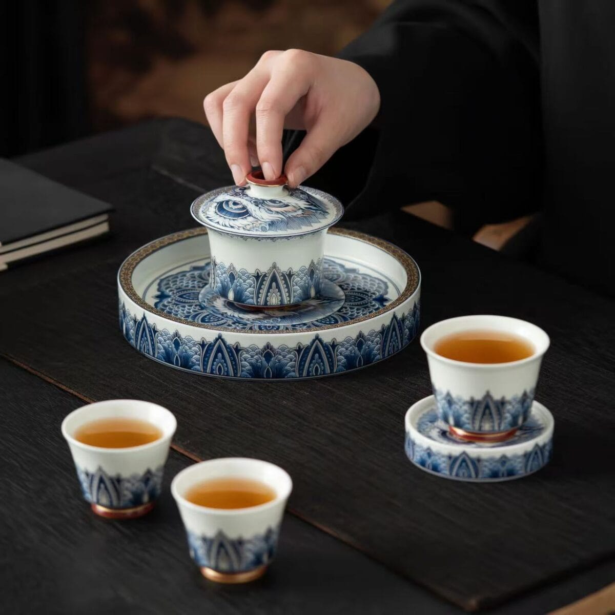 微信图片_20260118024804_1132_6 Blue and White Tea Set - Exquisite 5-Pc Lion Dance Gaiwan Collection