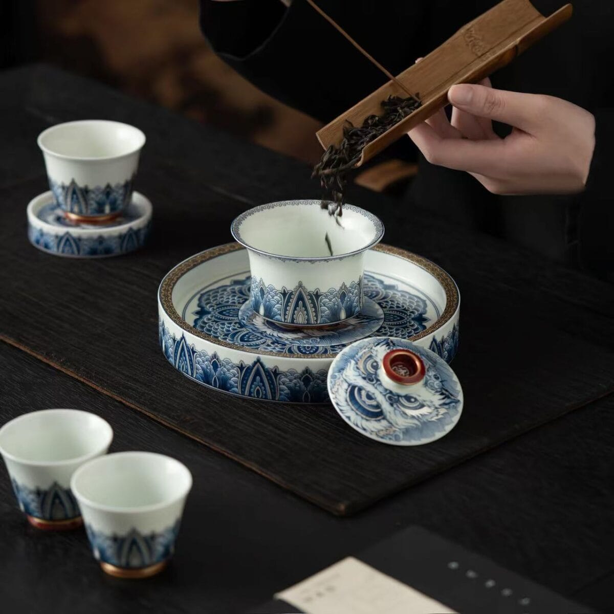 微信图片_20260118024806_1134_6 Blue and White Tea Set - Exquisite 5-Pc Lion Dance Gaiwan Collection