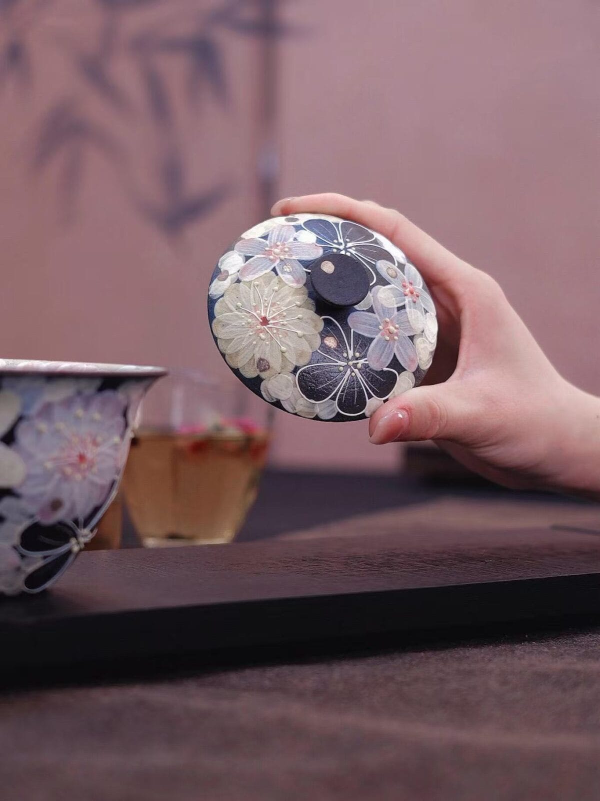 Jingdezhen Fahua Enamel 2 Cai Gaiwan - Hand-Painted Famille Rose with Relief Decoration