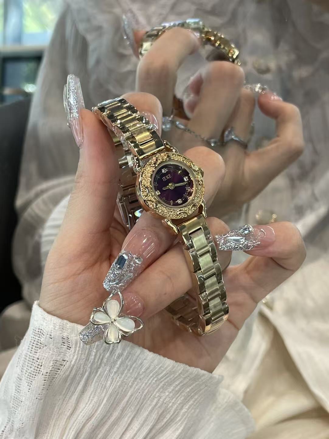 微信图片_20260122185815_1261_6 Gold Skeleton Watch with Starry Night Dial - Art Deco Inspired Women's Timepiece