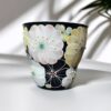 Hand-Painted Floral Black Mug - 250ml Antique Clay Coffee & Tea Cup
