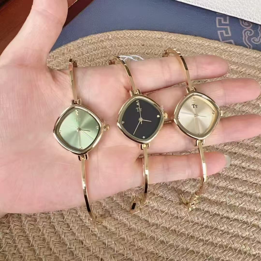 Retro Square Bangle Watch for Women - Small Sugar Cube Design with 7 Colors, Water-Resistant Luxury Watch