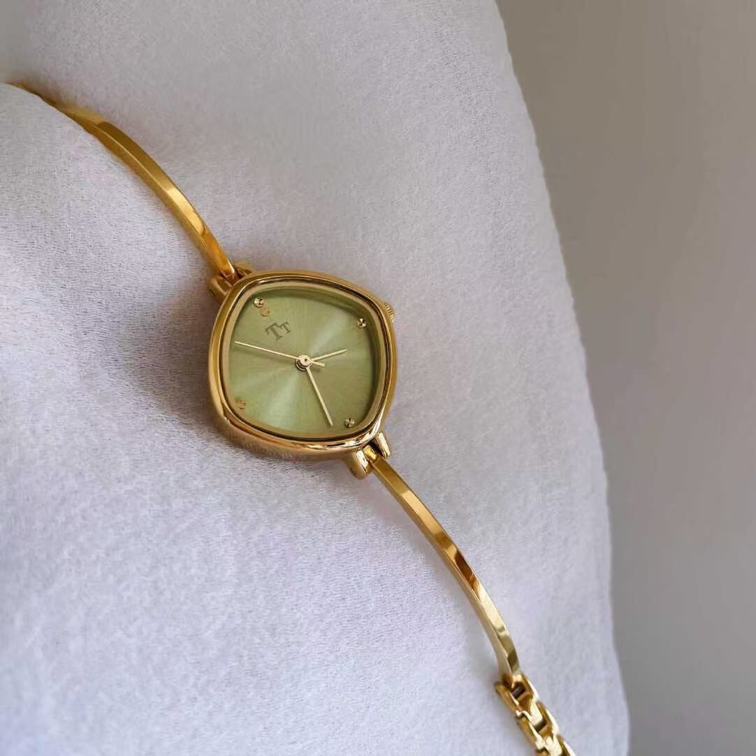 Retro Square Bangle Watch for Women - Small Sugar Cube Design with 7 Colors, Water-Resistant Luxury Watch