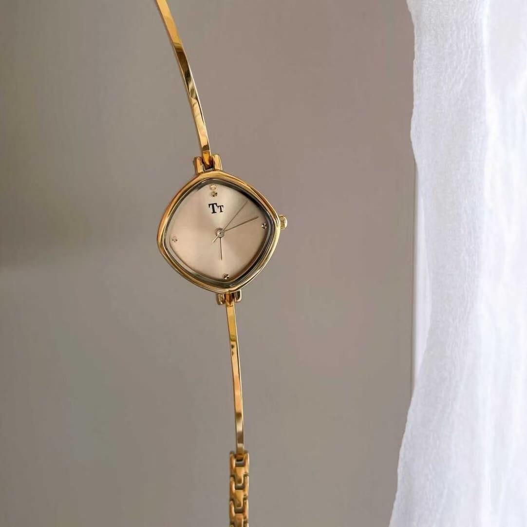 Retro Square Bangle Watch for Women - Small Sugar Cube Design with 7 Colors, Water-Resistant Luxury Watch