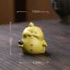 Zisha Clay Cat Tea Pet Holding Mini Teapot - Handmade Yixing Disha Clay Sculpture & Incense Holder