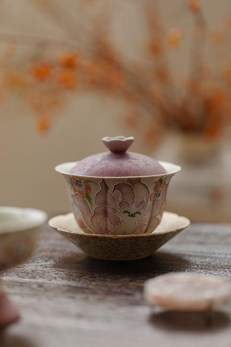 微信图片_20260128193604_1415_6 Firestone Red Glaze Nine-Tailed Fox Ceramic Gaiwan Set - Hand-Painted 3-Piece Gift Box