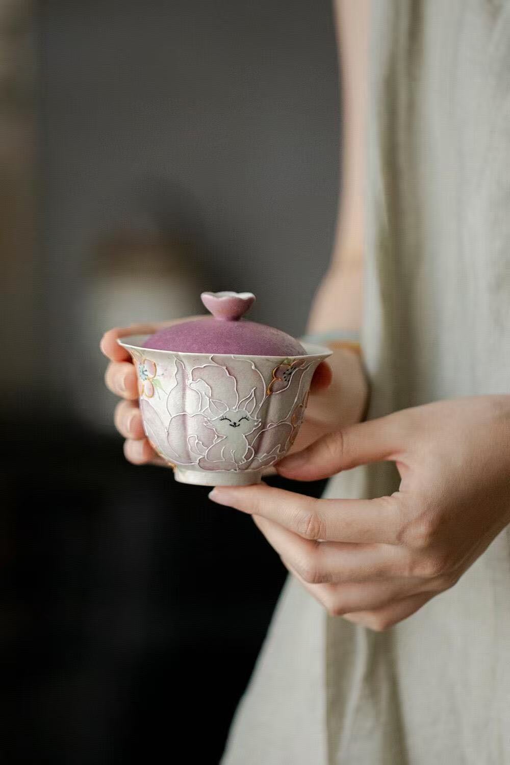 微信图片_20260128194522_1424_6 Firestone Red Glaze Nine-Tailed Fox Ceramic Gaiwan Set - Hand-Painted 3-Piece Gift Box