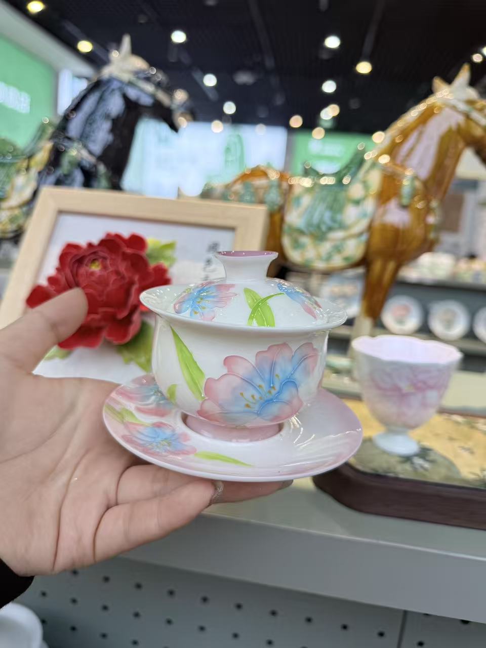 微信图片_20260129113957_1444_6 Hand-Painted Peony Arita Ware San Cai Gaiwan - Ceramic Three-Piece Tea Set