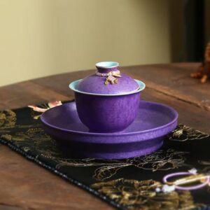 Purple Crystal Glaze San Cai Gaiwan Set - Heat-Resistant Gongfu Tea Set