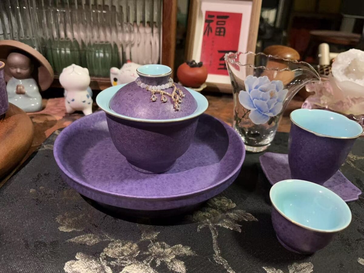 Purple Crystal Glaze Gaiwan - Beautiful 120ml Gongfu Set, Each Piece Unique