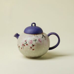 Hand-Painted Plum Blossom Teapot - Fen Cai Porcelain Mini Teapot for Gongfu Tea