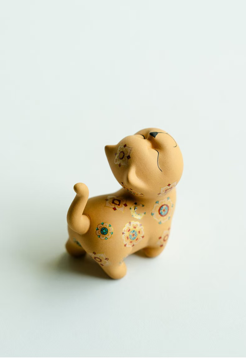 微信图片_20260202110610_1638_6 Golden Duan Zisha Cat Tea Pet & Lid Rest - Handmade Ceramic Tea Accessory