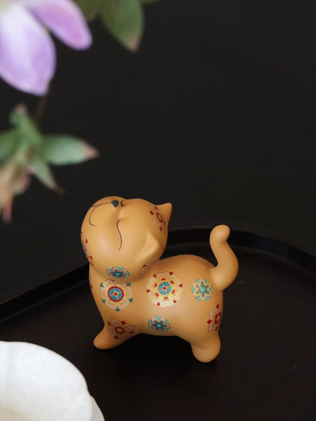 微信图片_20260202112059_1643_6 Golden Duan Zisha Cat Tea Pet & Lid Rest - Handmade Ceramic Tea Accessory