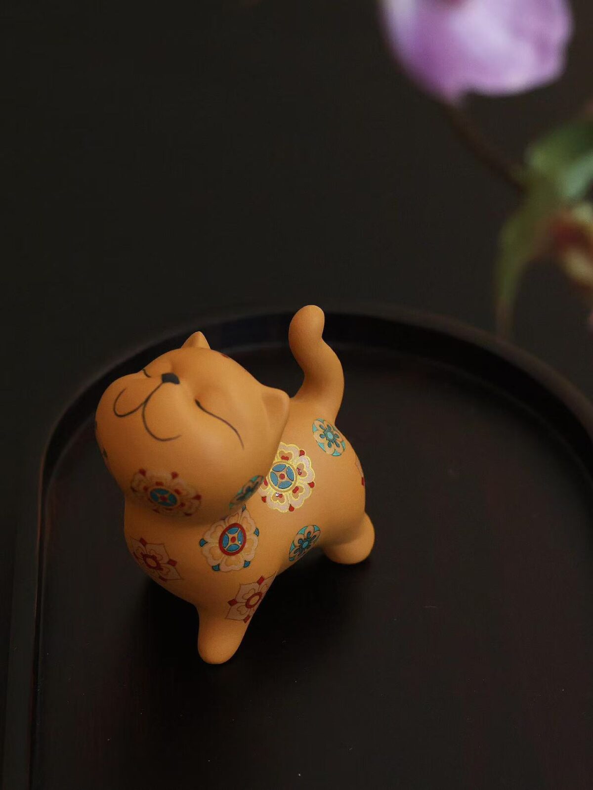 微信图片_20260202112104_1646_6 Golden Duan Zisha Cat Tea Pet & Lid Rest - Handmade Ceramic Tea Accessory