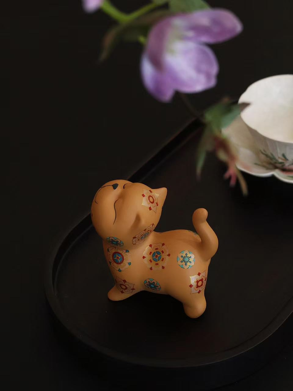 微信图片_20260202112105_1647_6 Golden Duan Zisha Cat Tea Pet & Lid Rest - Handmade Ceramic Tea Accessory