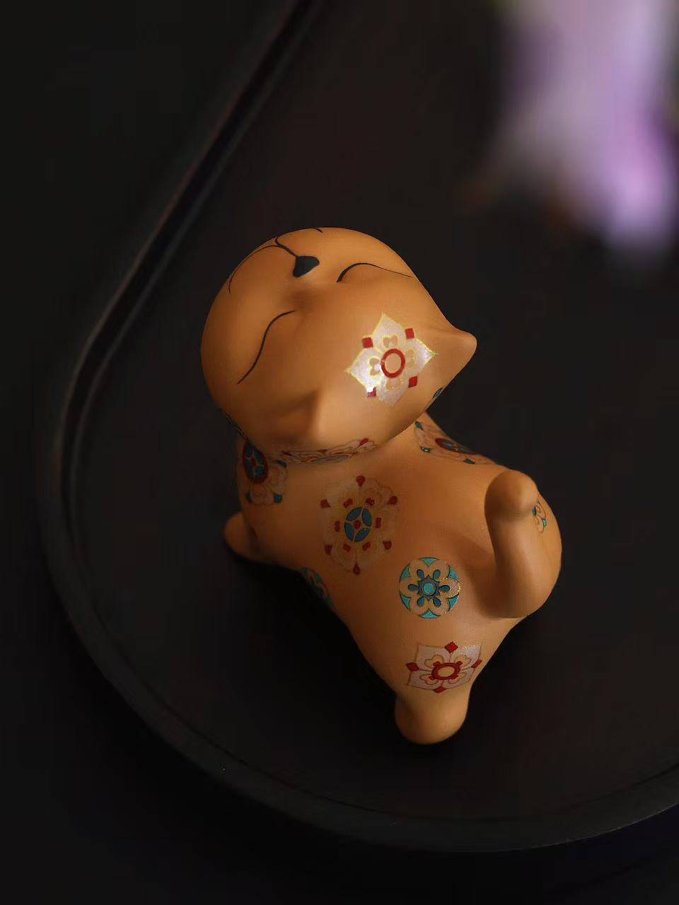 微信图片_20260202112112_1648_6 Golden Duan Zisha Cat Tea Pet & Lid Rest - Handmade Ceramic Tea Accessory
