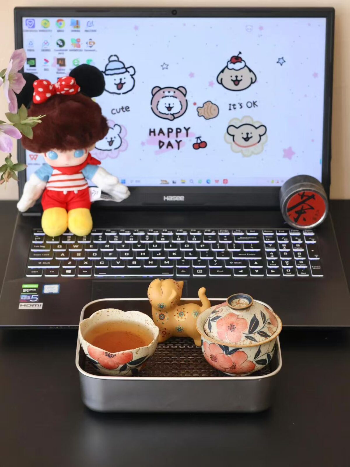 微信图片_20260202112120_1652_6 Golden Duan Zisha Cat Tea Pet & Lid Rest - Handmade Ceramic Tea Accessory