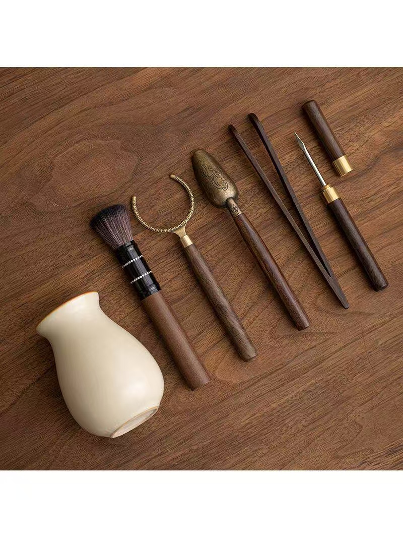 Rice Yellow Ru Kiln Six Gentlemen Tea Set - Complete Ceramic Gongfu Tea Tools