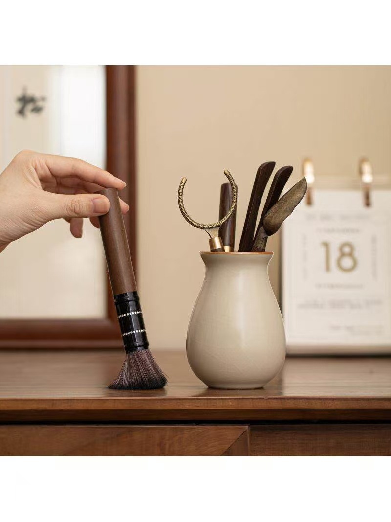 Rice Yellow Ru Kiln Six Gentlemen Tea Set - Complete Ceramic Gongfu Tea Tools