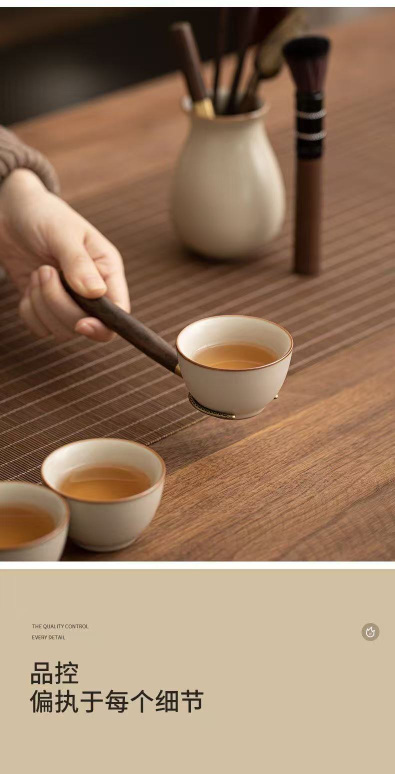 Rice Yellow Ru Kiln Six Gentlemen Tea Set - Complete Ceramic Gongfu Tea Tools