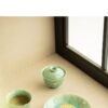 Crystal Glaze Transformation Celadon San Cai Gaiwan with Kintsugi Silver Butterflies - Complete Tea Set with Pot Stand