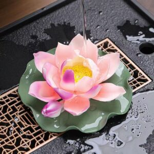 Intangible Cultural Heritage Hand-Pinched Lotus Flower Tea Pet - Color-Changing Ceramic Decorative Sculpture