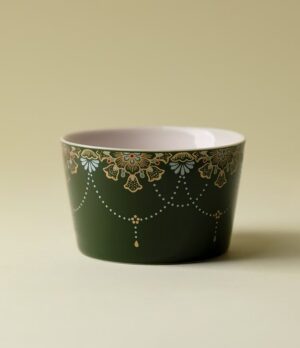 Bamboo Green "Inlay Gold & Silver" Palace-Style Straight Tea Cup - Elegant Ceramic Gongfu Teaware (Gift Boxed)