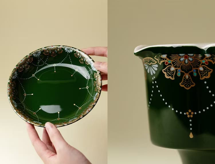 Gongfu Tea Set - Exquisite 6-Pc Silver Gilt Bamboo Leaf Collection