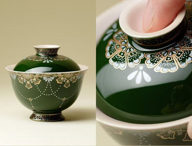 Gongfu Tea Set - Exquisite 6-Pc Silver Gilt Bamboo Leaf Collection