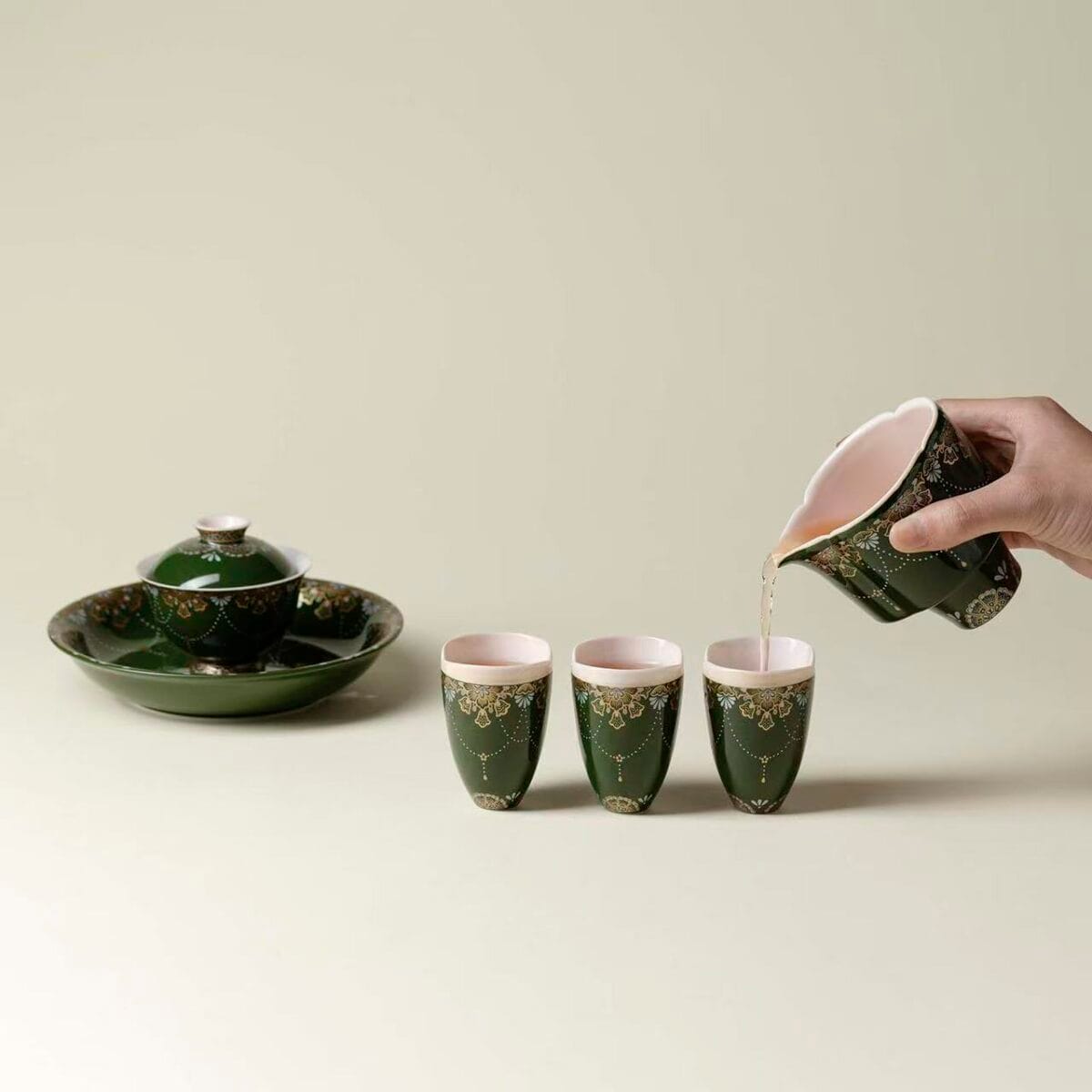 Gongfu Tea Set - Exquisite 6-Pc Silver Gilt Bamboo Leaf Collection