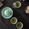 Turquoise Crystal Glaze & Silver Butterfly Gaiwan Set - 1 Pot & 3 Cups Ceramic Gongfu Tea Set