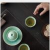 Turquoise Crystal Glaze & Silver Butterfly Gaiwan Set - 1 Pot & 3 Cups Ceramic Gongfu Tea Set