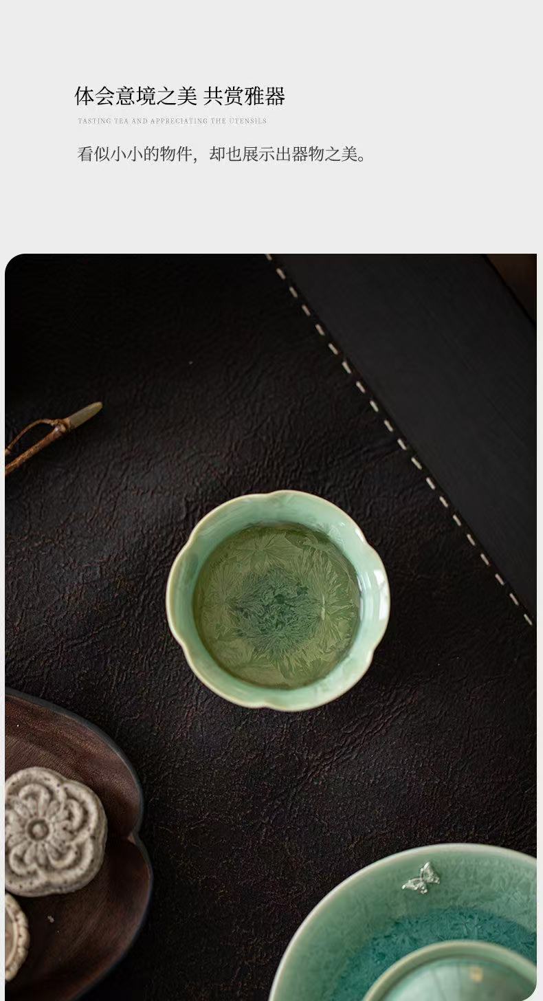 Turquoise Crystal Glaze & Silver Butterfly Gaiwan Set - 1 Pot & 3 Cups Ceramic Gongfu Tea Set